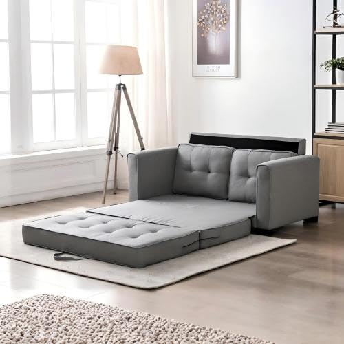 Convertible Sofa Bed Tufted Sleeper Loveseat with Wood Frame G189