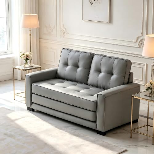 Convertible Sofa Bed Tufted Sleeper Loveseat with Wood Frame G189