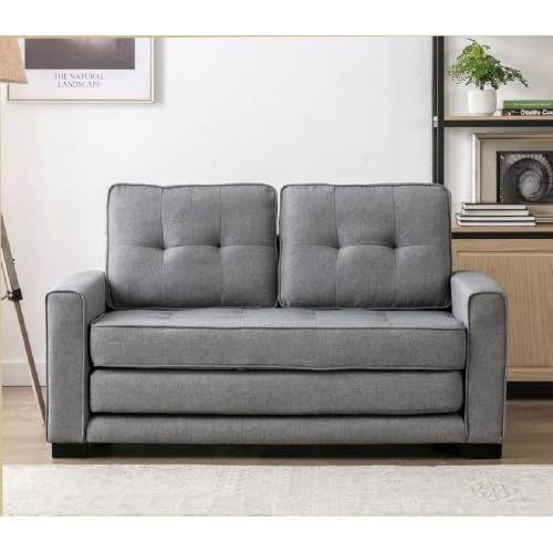 Convertible Sofa Bed Tufted Sleeper Loveseat with Wood Frame G189