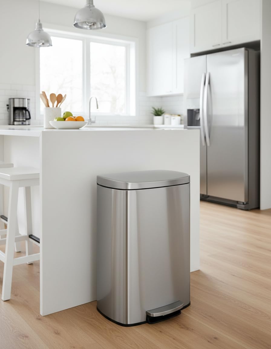 Step-on Stainless Steel Kitchen Trash Can 13 Gal E319