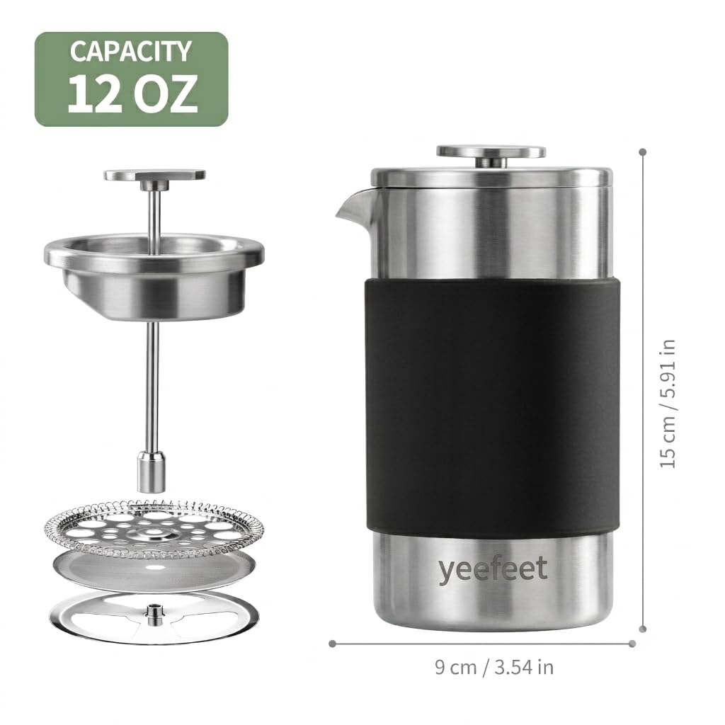 12 oz Stainless Steel French Press C407076