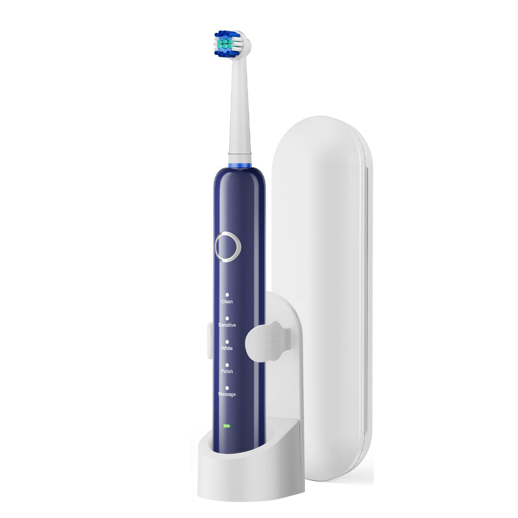 Black Rechargeable Electric Toothbrush with 8 Brush Heads D208