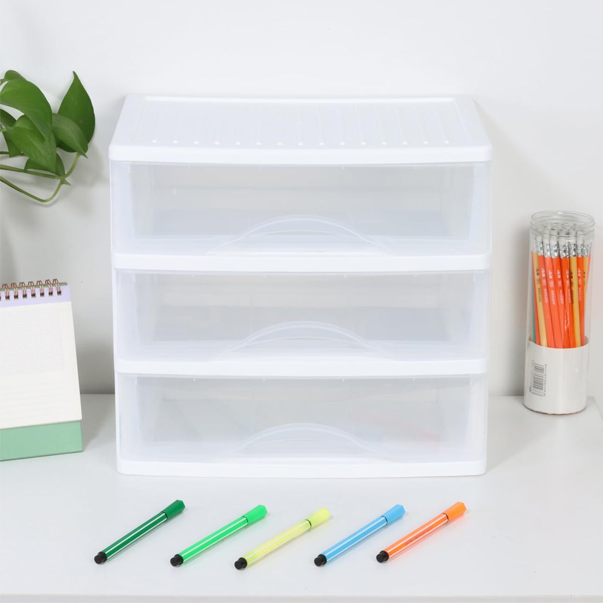 White 3 Drawer Plastic Stackable Storage Organizer M317795
