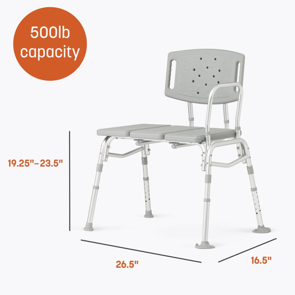 Bariatric Tub Transfer Bench with Anti-Slip Suction Feet 500lb Weight Capacity N18319
