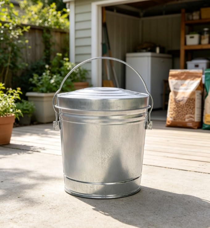 Galvanized Steel 6 Gallon Storage Can with Locking Lid S44026