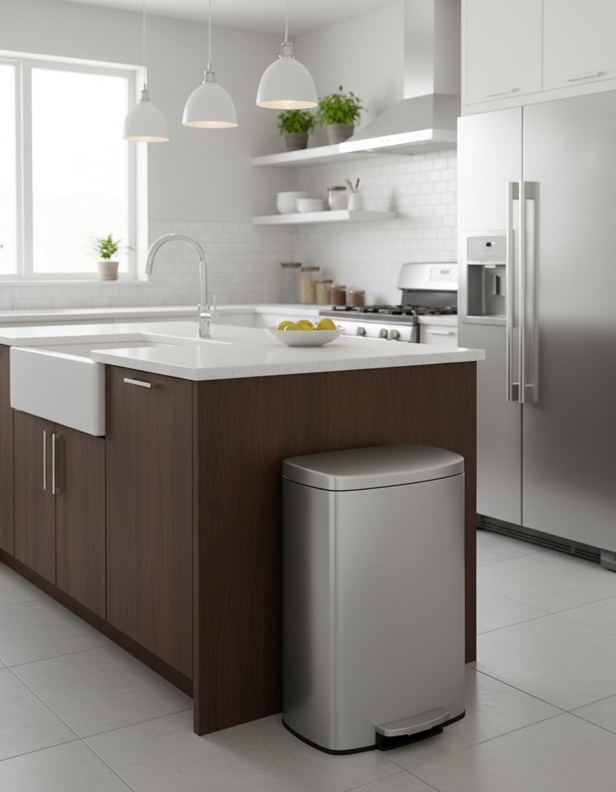 Step-on Stainless Steel Kitchen Trash Can 13 Gal E319