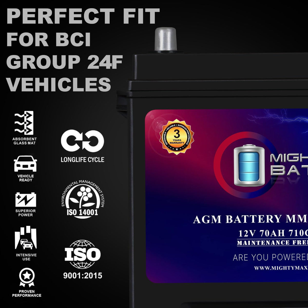 12V 70Ah AGM Replacement Battery H88197