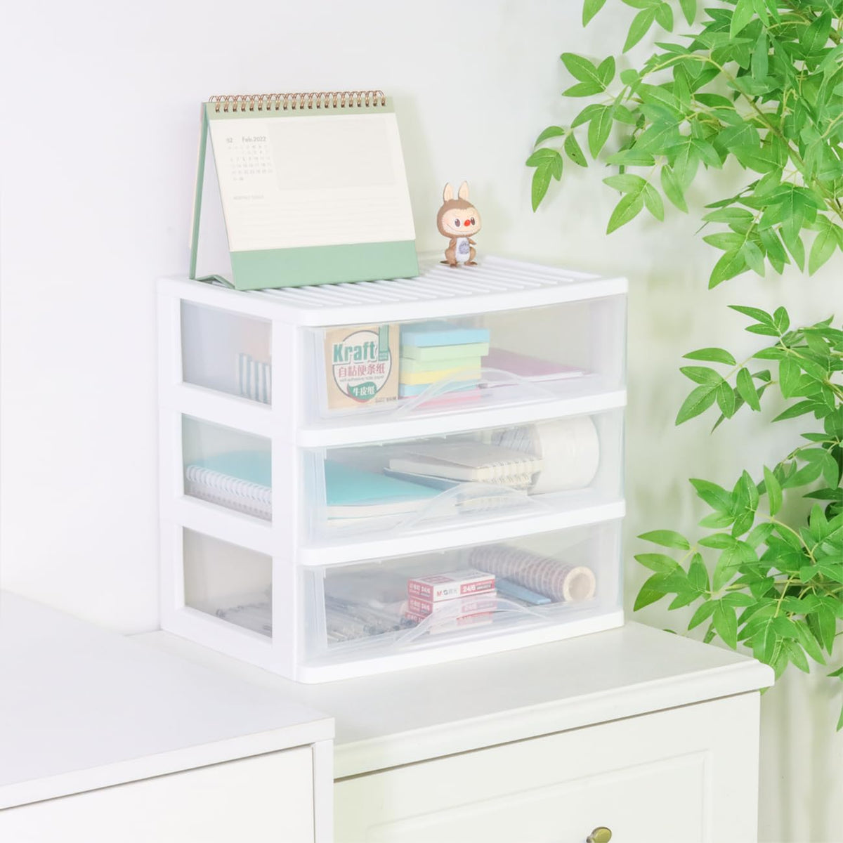 White 3 Drawer Plastic Stackable Storage Organizer M317795