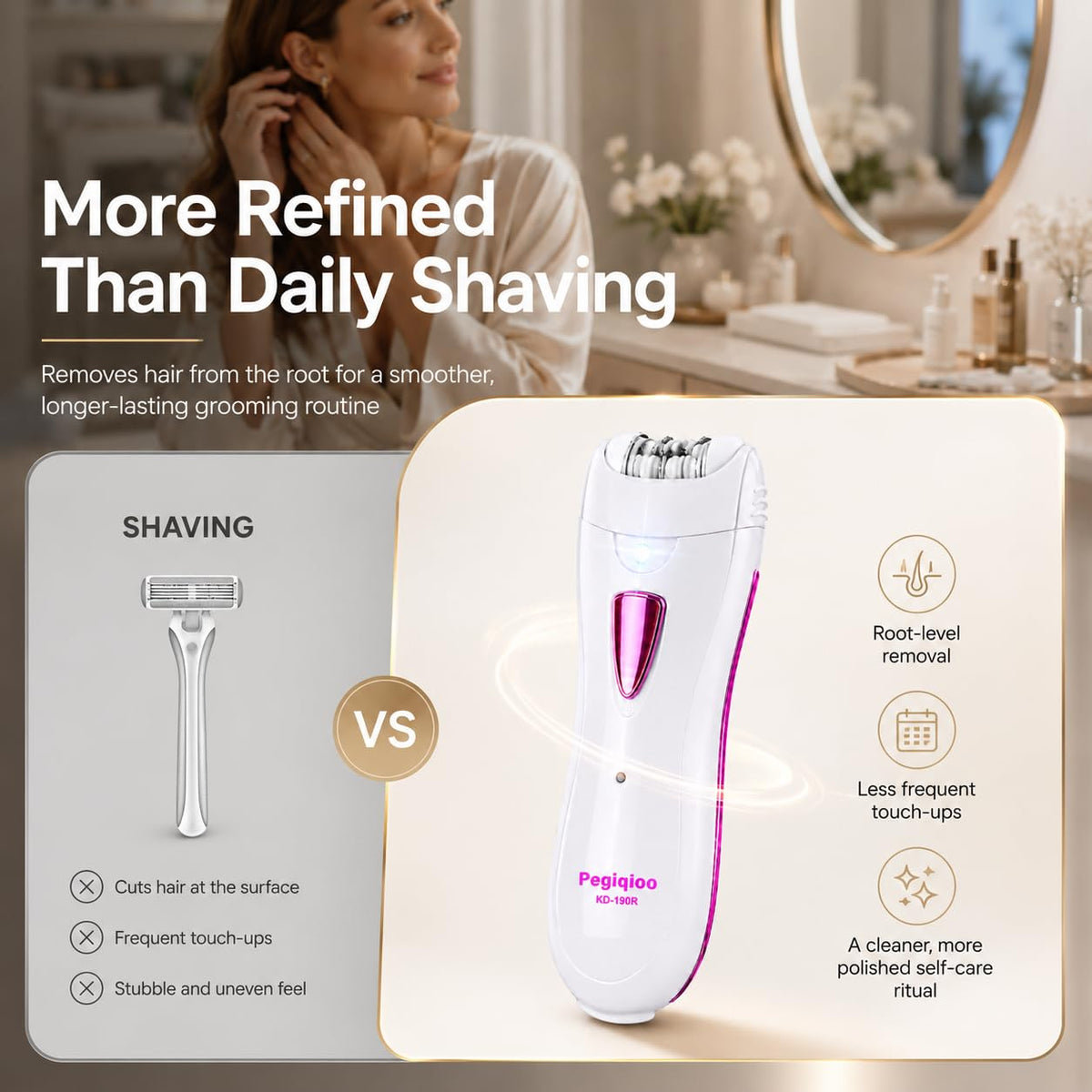 Facial Epilator with LED Light, Bikini Trimmer M93786