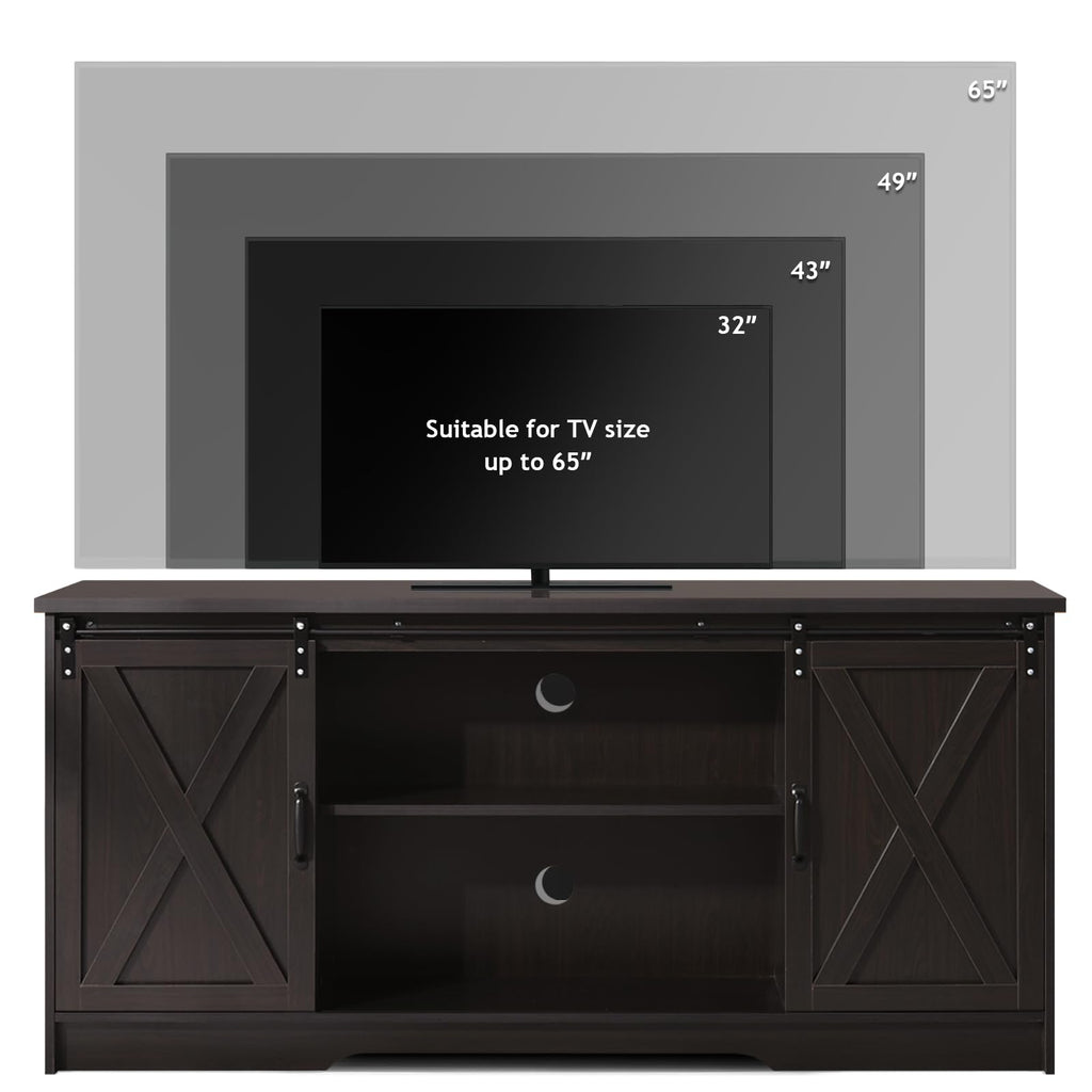 65 Inch TV Stand with Sliding Barn Doors M917