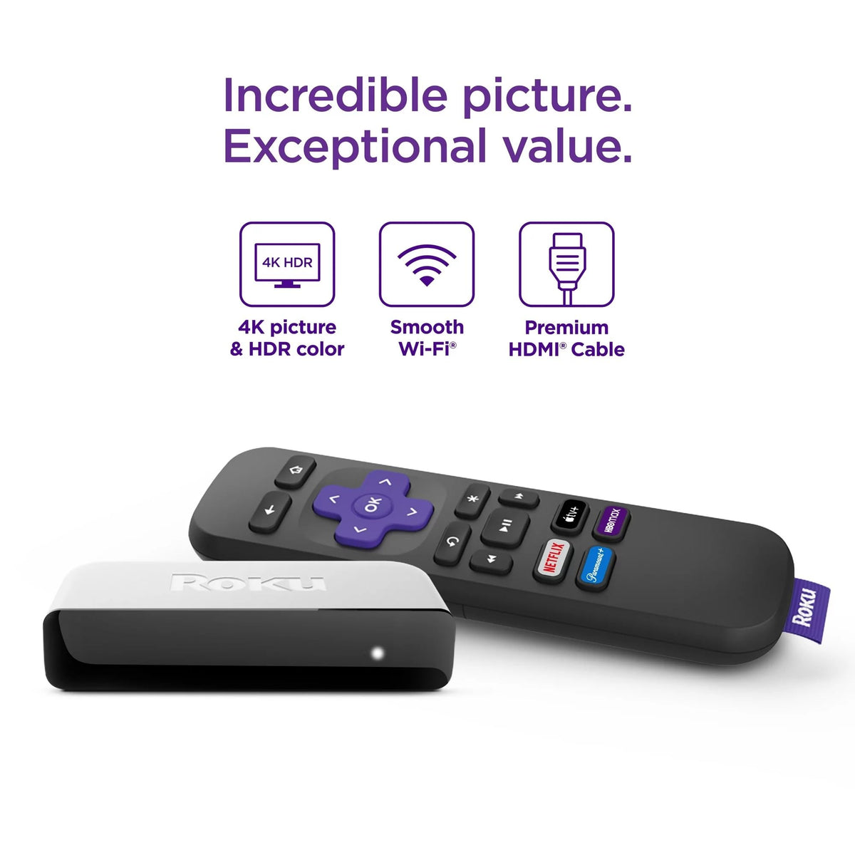4K HDR Streaming Media Player with HDMI Cable and Remote R587308