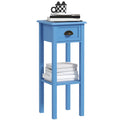 Narrow End Table with Drawer and Bottom Shelf Light Blue M56790