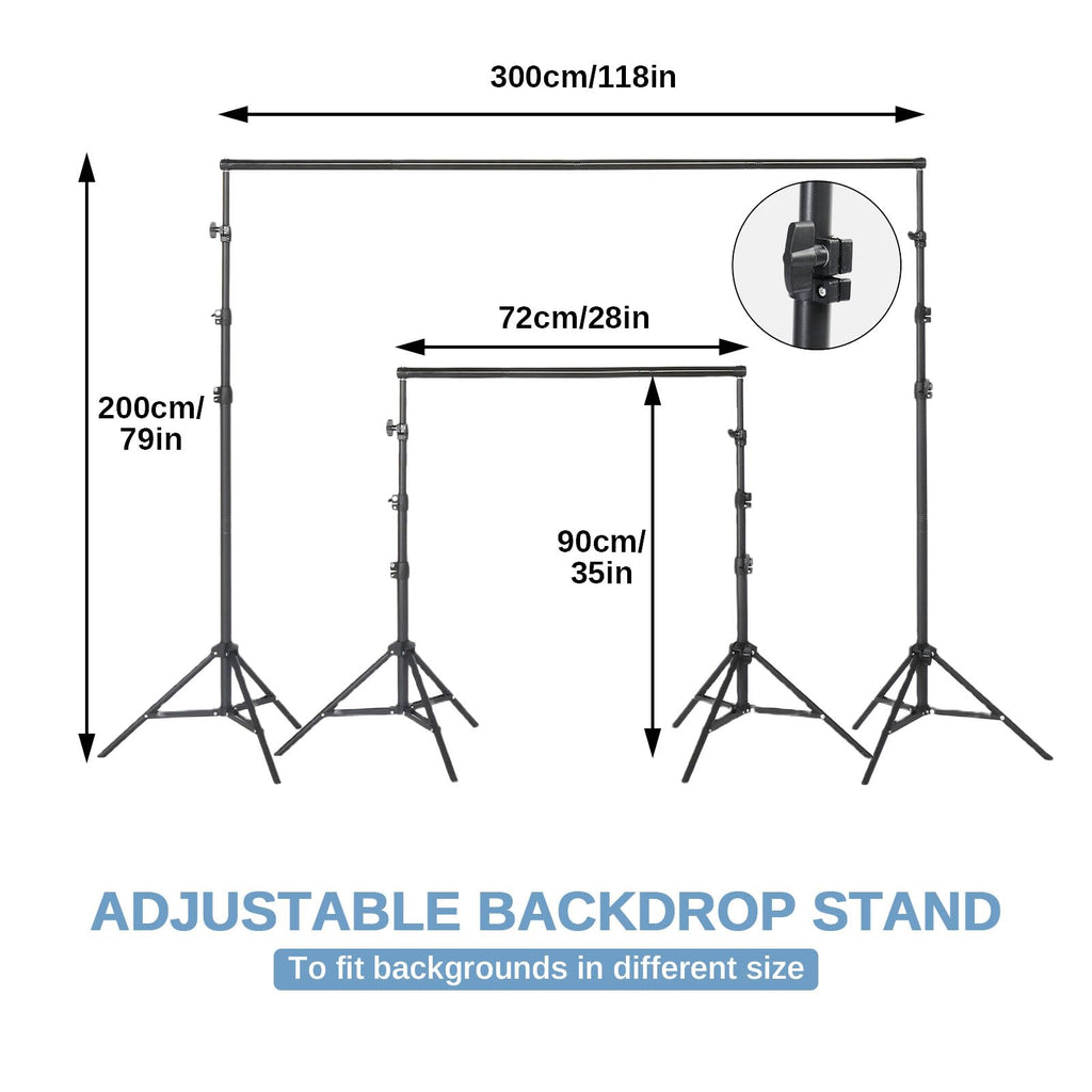 6.6 x 10FT Adjustable Backdrop Support Stand with Carrying Bag and 3 Clamps J1627