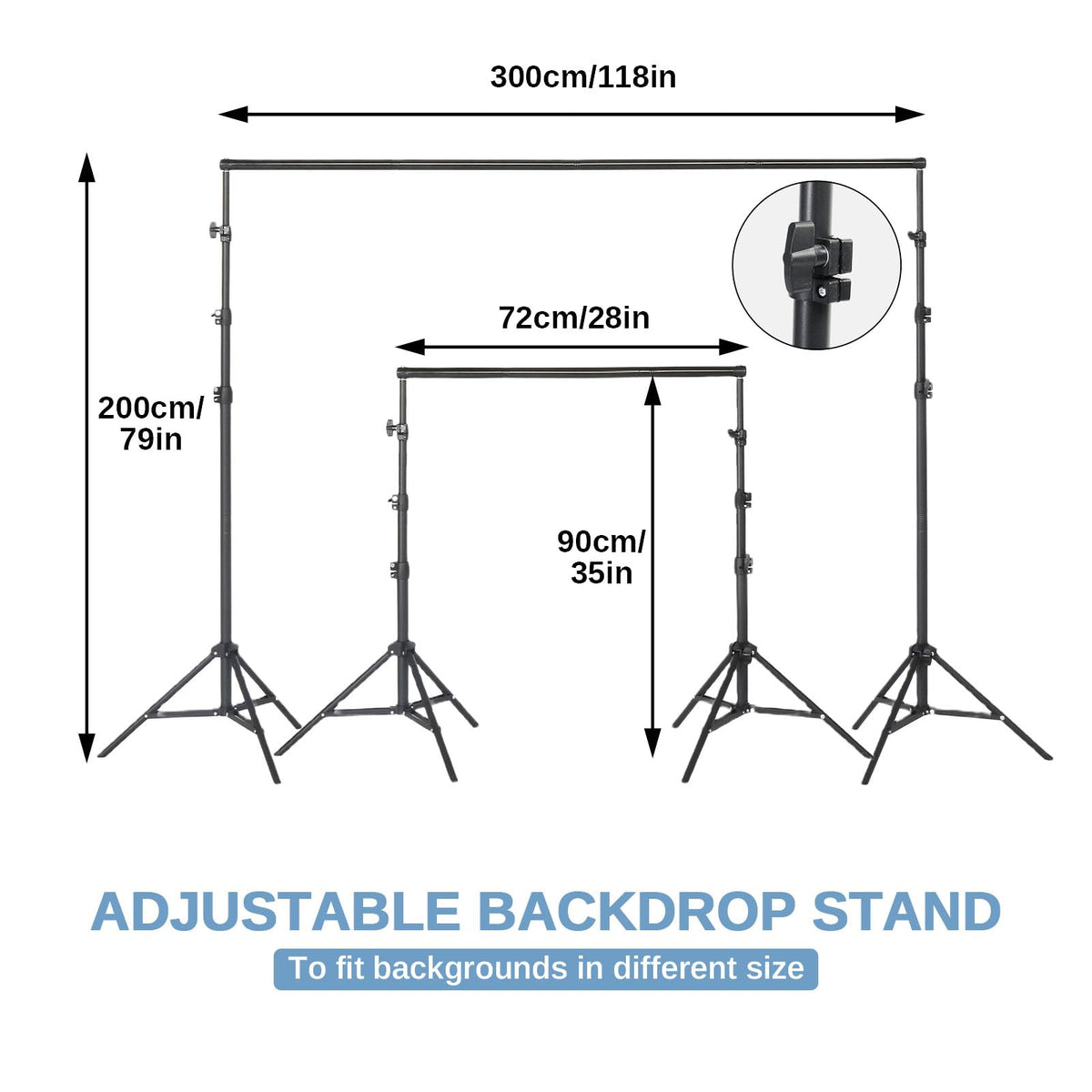6.6 x 10FT Adjustable Backdrop Support Stand with Carrying Bag and 3 Clamps J1627