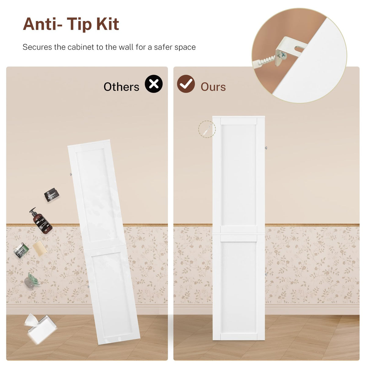Tall Bathroom Storage Cabinet with 4 Doors C35762