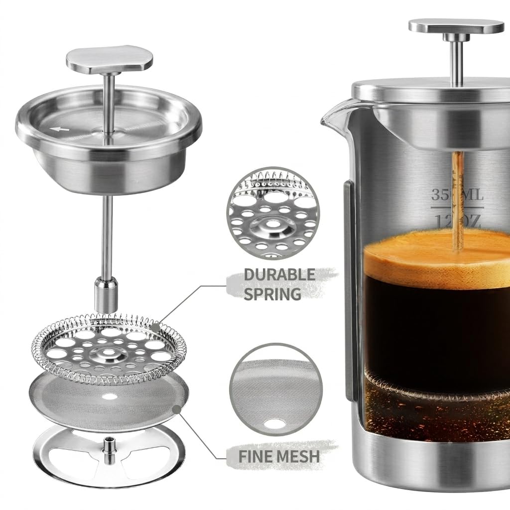 12 oz Stainless Steel French Press C407076