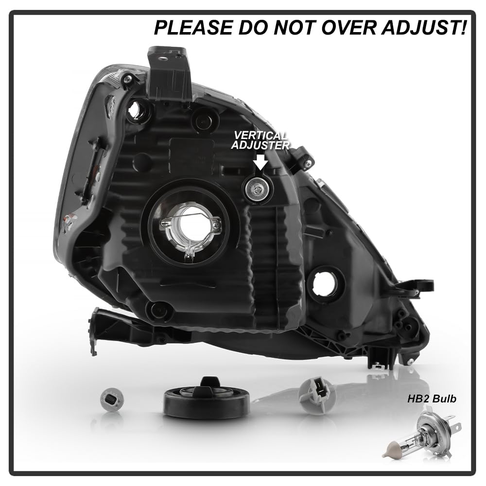 Black Housing Headlights Headlamps Pair Set Y616