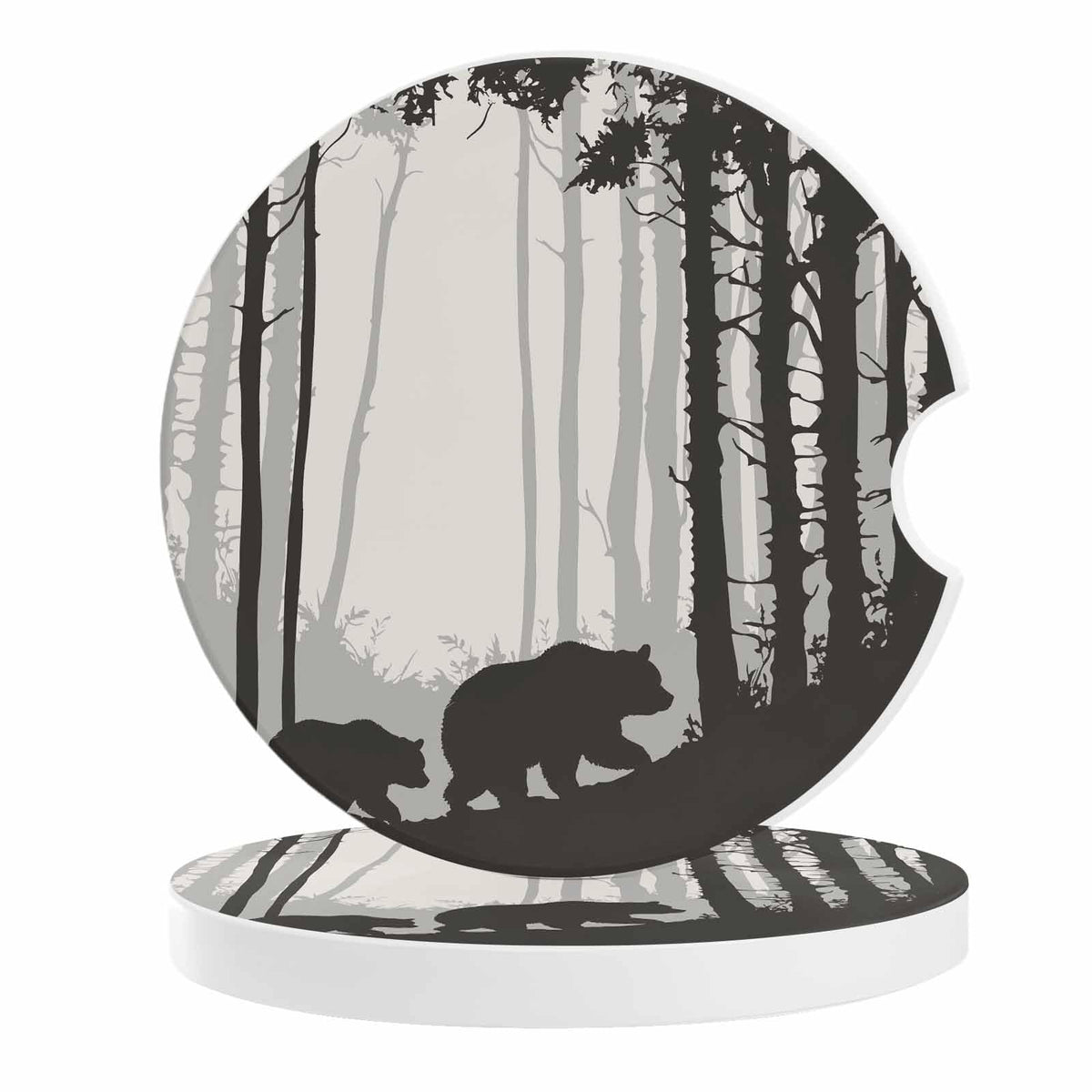 Black Ceramic Stone Car Coasters Set of 2 P36393