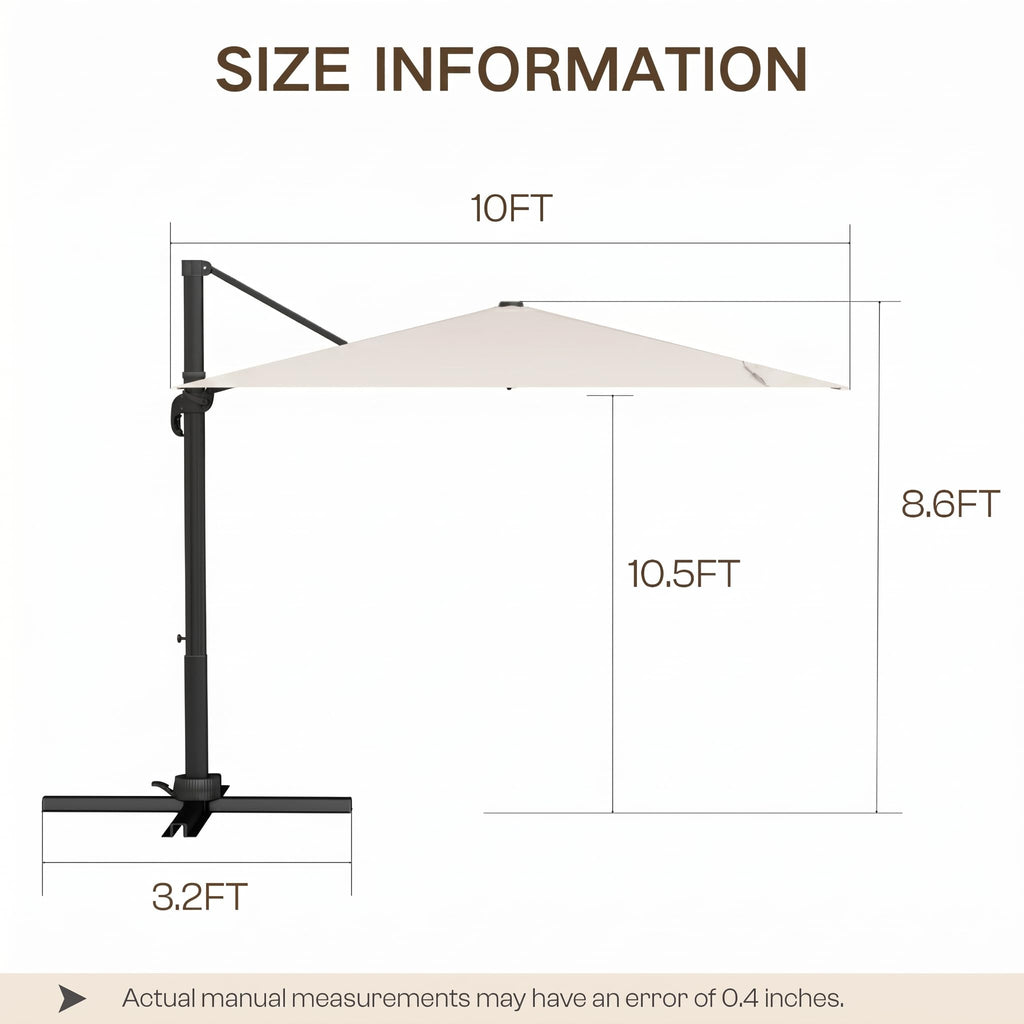 11ft Offset Cantilever Patio Umbrella with Solar Lights C880453