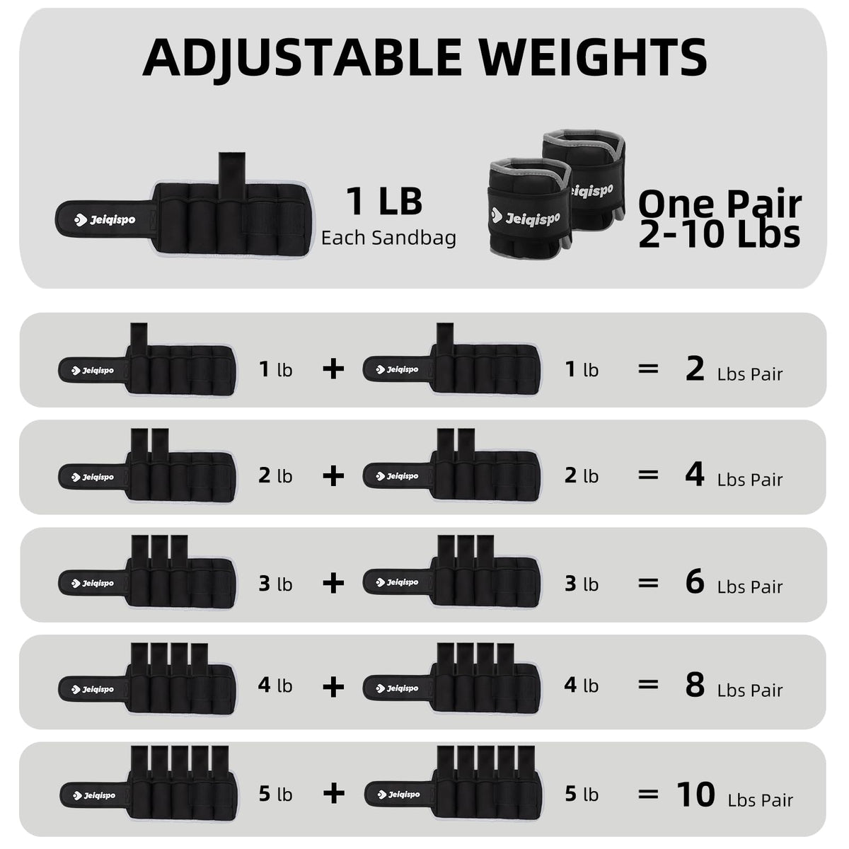 Adjustable Ankle Weights 1 Pair Removable Weight B642591