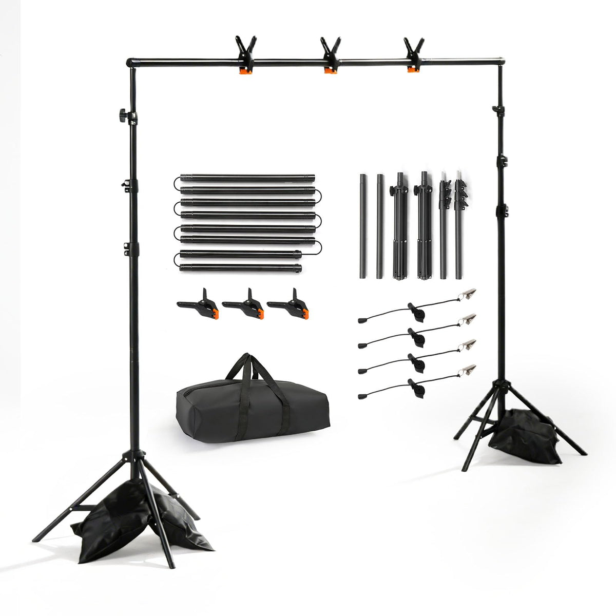 6.6 x 10FT Adjustable Backdrop Support Stand with Carrying Bag and 3 Clamps J1627