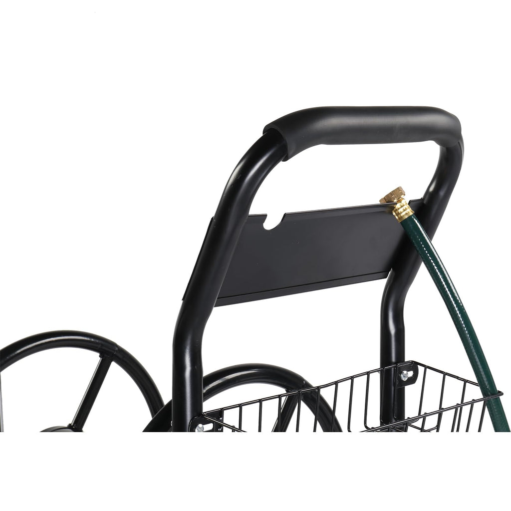 4-Wheel Portable Garden Hose Reel Cart with Storage Basket X791801