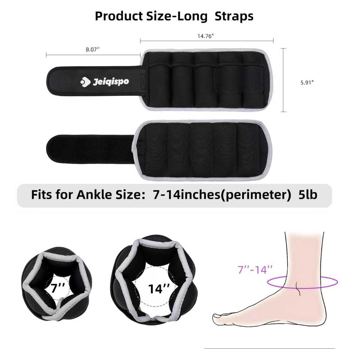 Adjustable Ankle Weights 1 Pair Removable Weight B642591