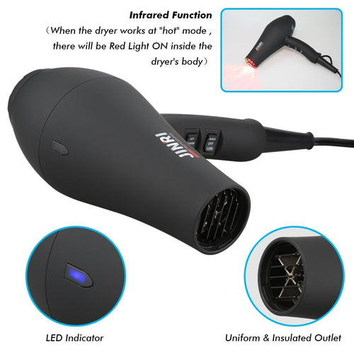 1875W Ionic Hair Dryer with Diffuser and Concentrator G317