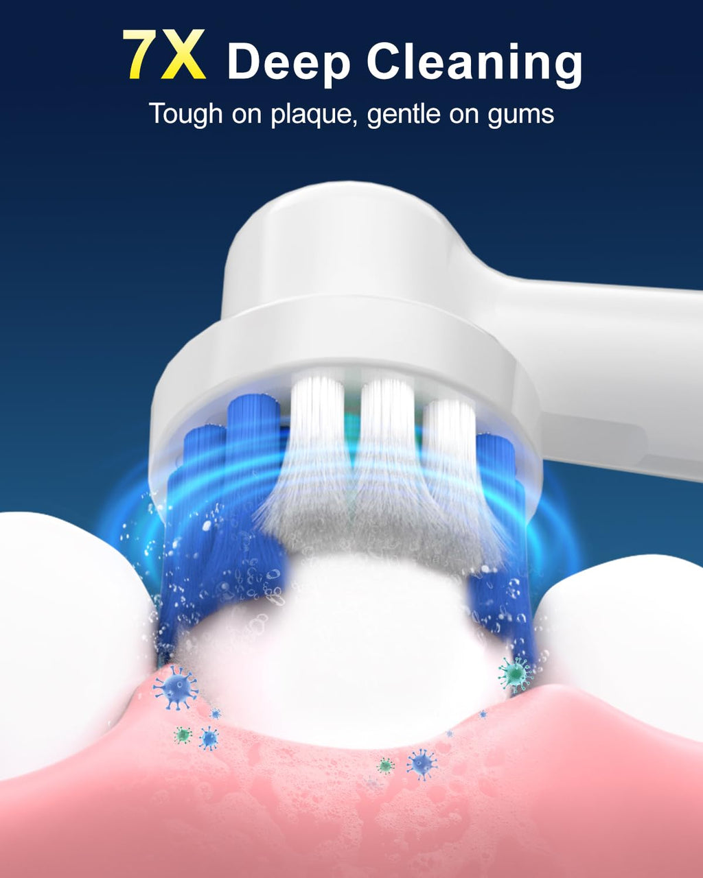 Black Rechargeable Electric Toothbrush with 8 Brush Heads D208