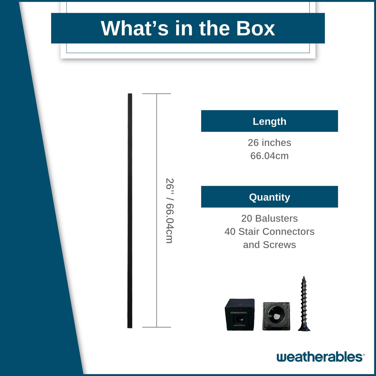 26'' Black Aluminum Balusters 20pk T906
