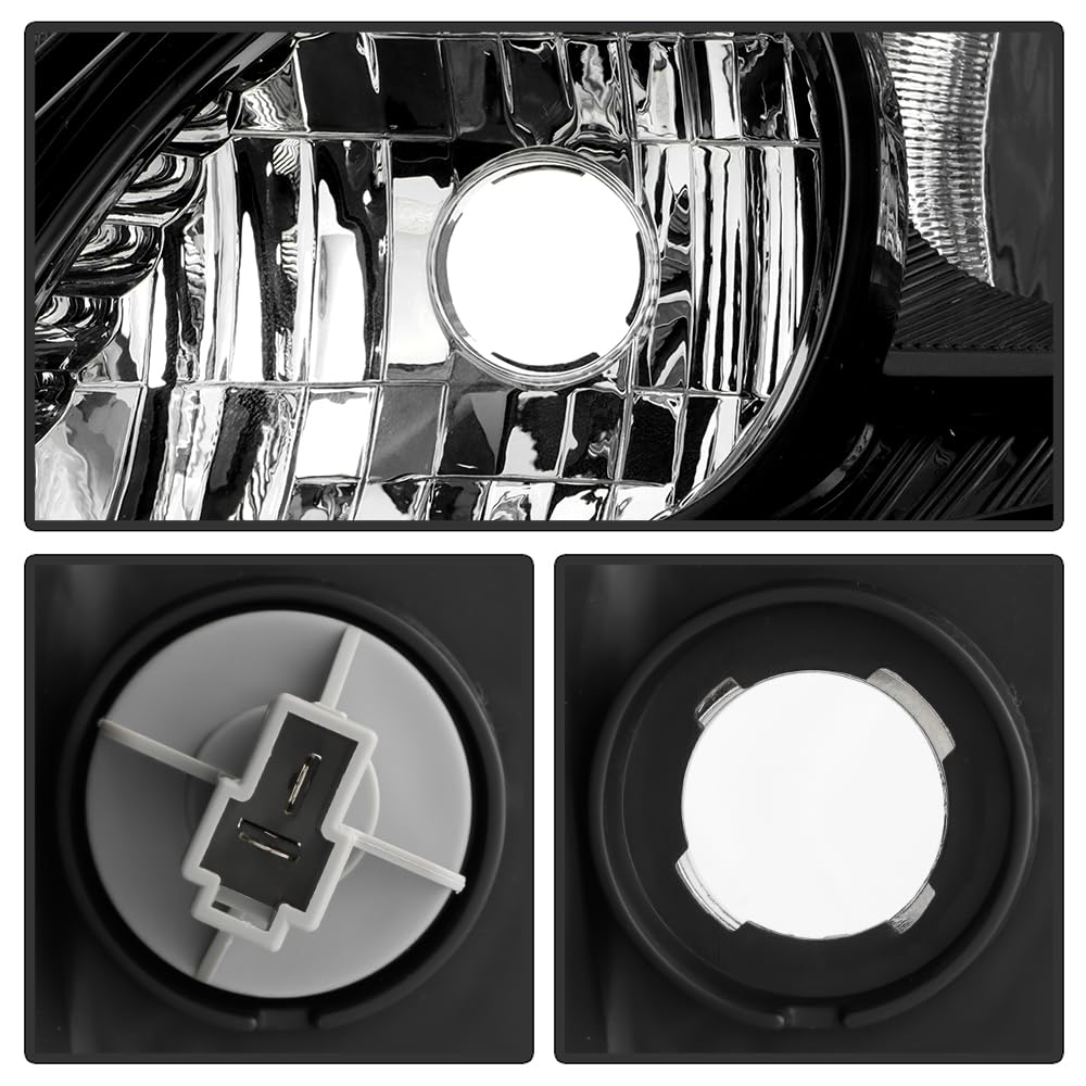 Black Housing Headlights Headlamps Pair Set Y616