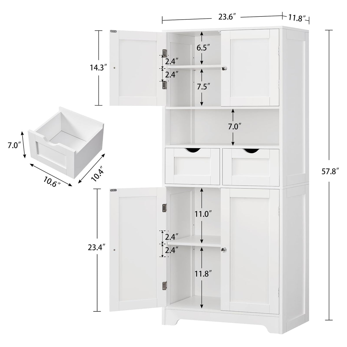 Tall Bathroom Storage Cabinet with 4 Doors C35762