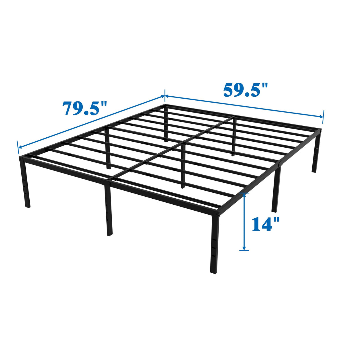 Queen Size Black Metal Platform Bed Frame Y567