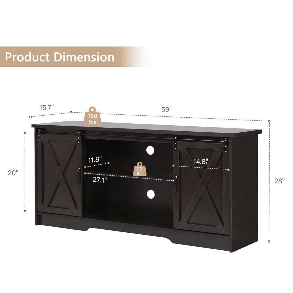 65 Inch TV Stand with Sliding Barn Doors M917