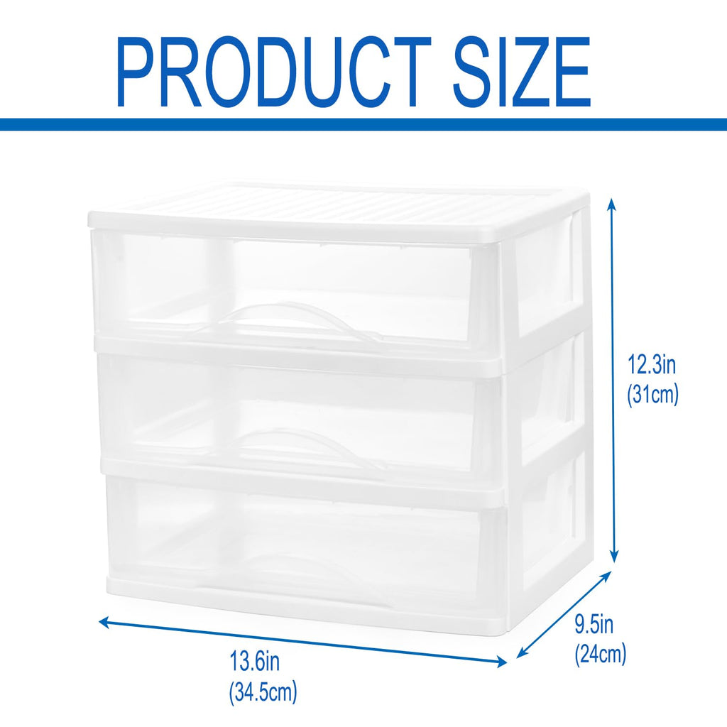 White 3 Drawer Plastic Stackable Storage Organizer M317795