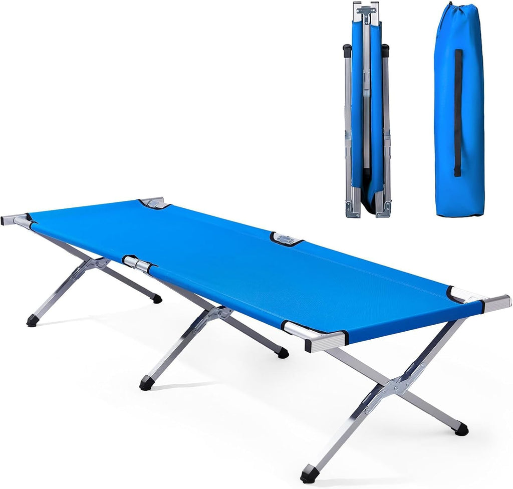 Folding Camping Cot with Carry Bag, Blue F951
