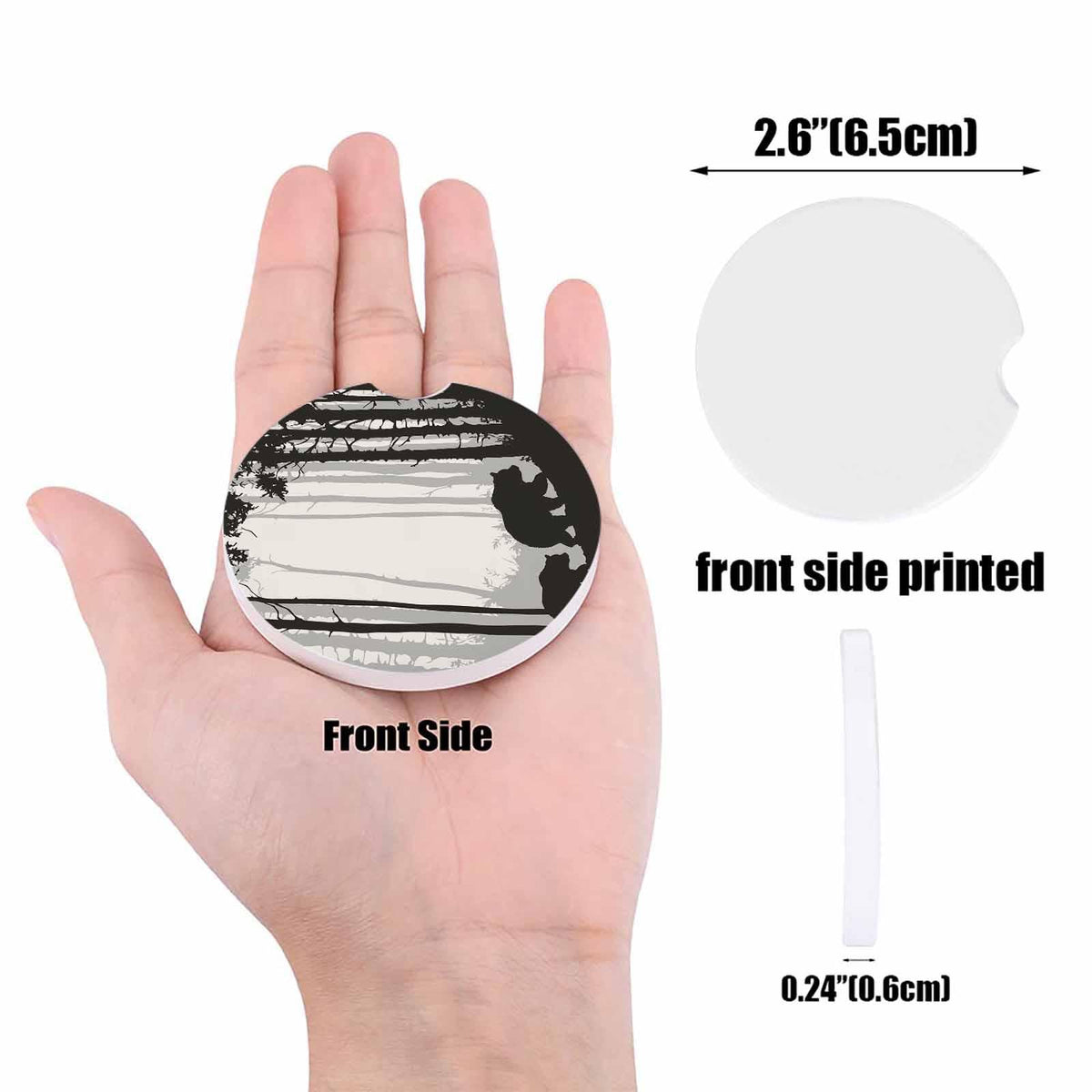 Black Ceramic Stone Car Coasters Set of 2 P36393