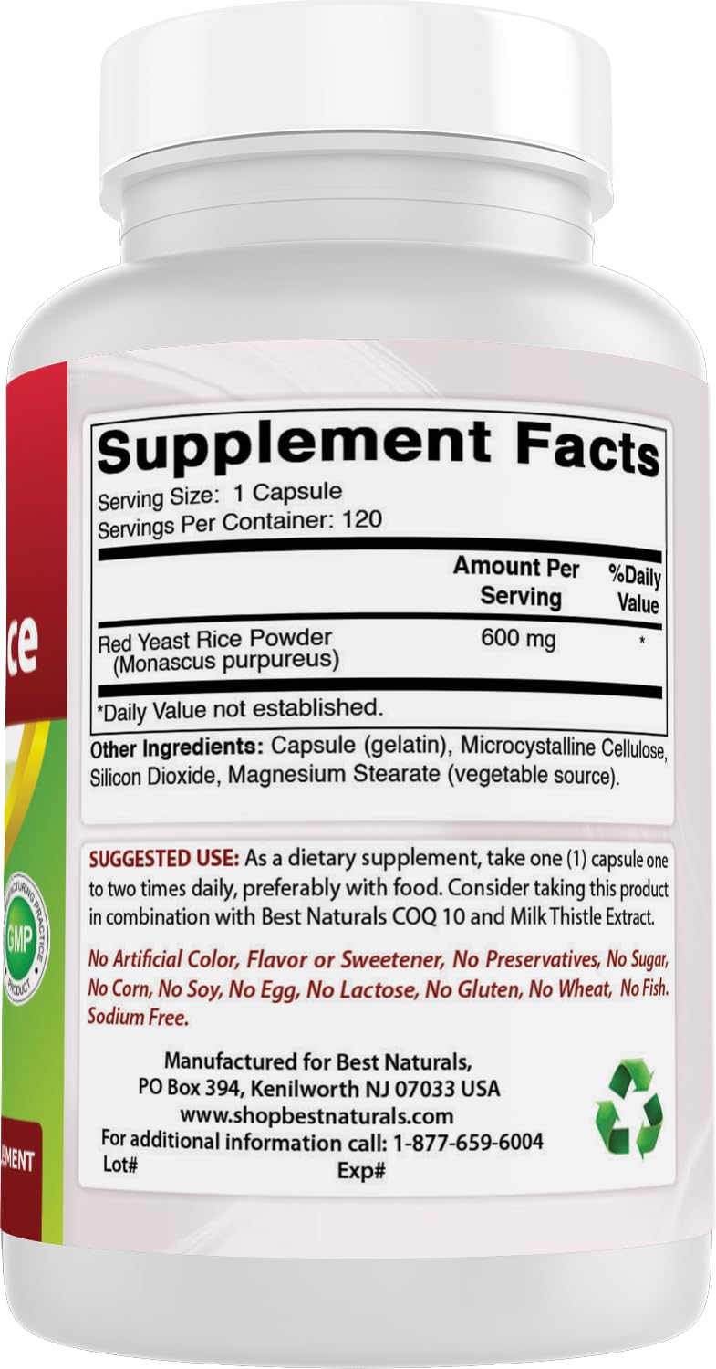 Red Yeast Rice 600 mg 120 Capsules Z132