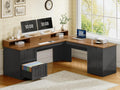 63" L Shaped Desk with Drawers and Storage Cabinet O7139