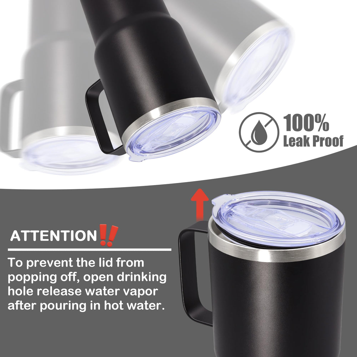 20 oz Black Tumbler with Handle and Lid Y124180