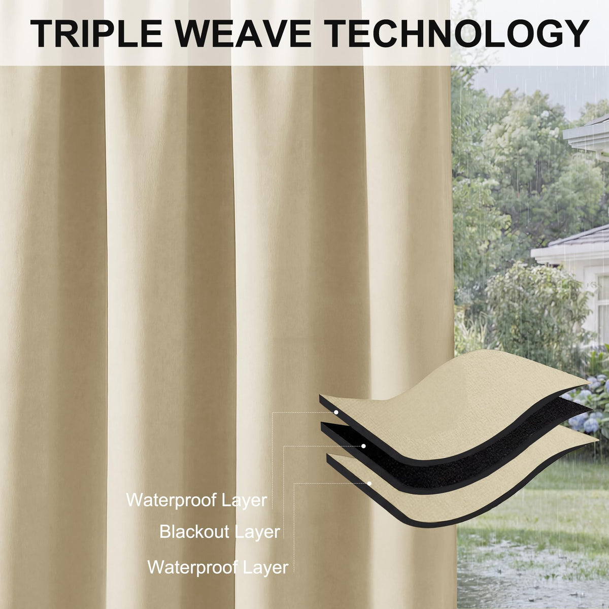 Waterproof Outdoor Curtains 2 Panels R3193
