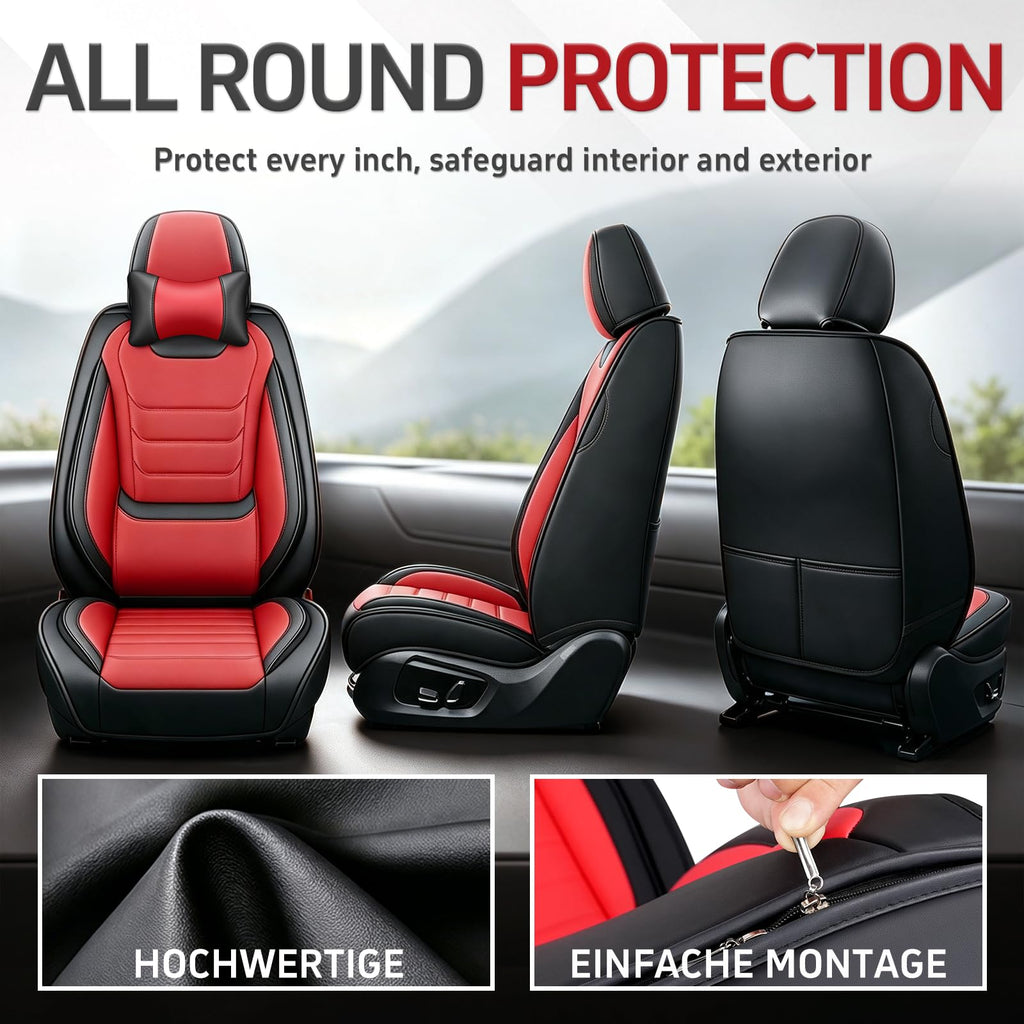 Black Red Seat Covers Full Set Q584