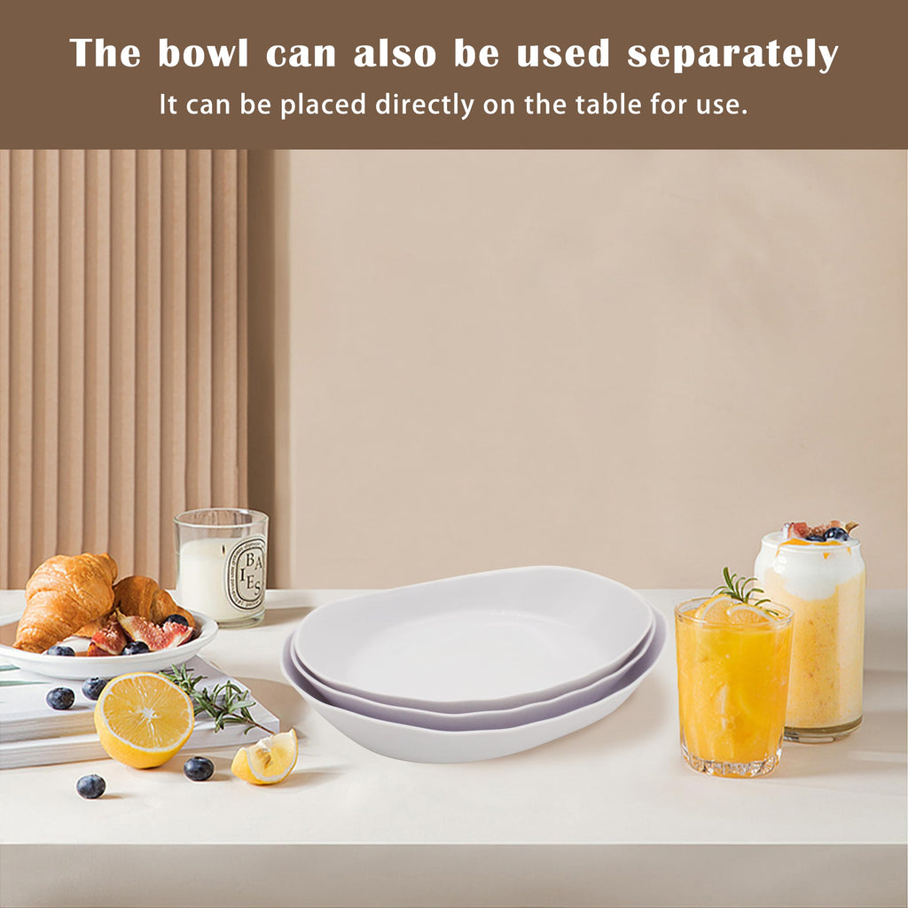 3 Tier Plastic Fruit Bowl with Bamboo Stand F812838