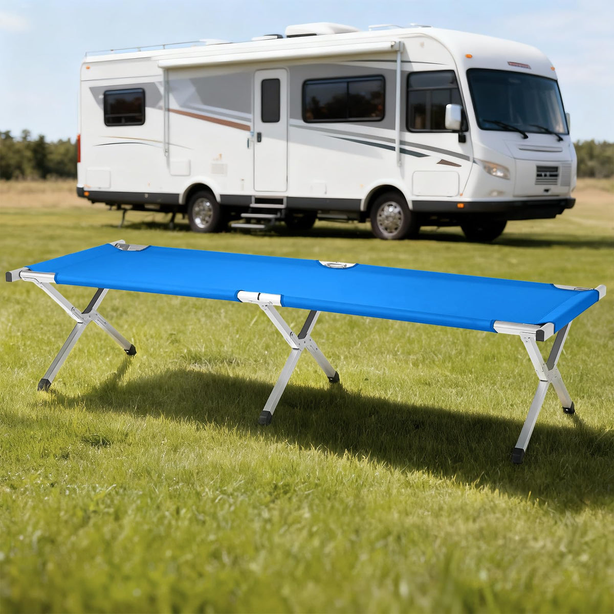 Folding Camping Cot with Carry Bag, Blue F951