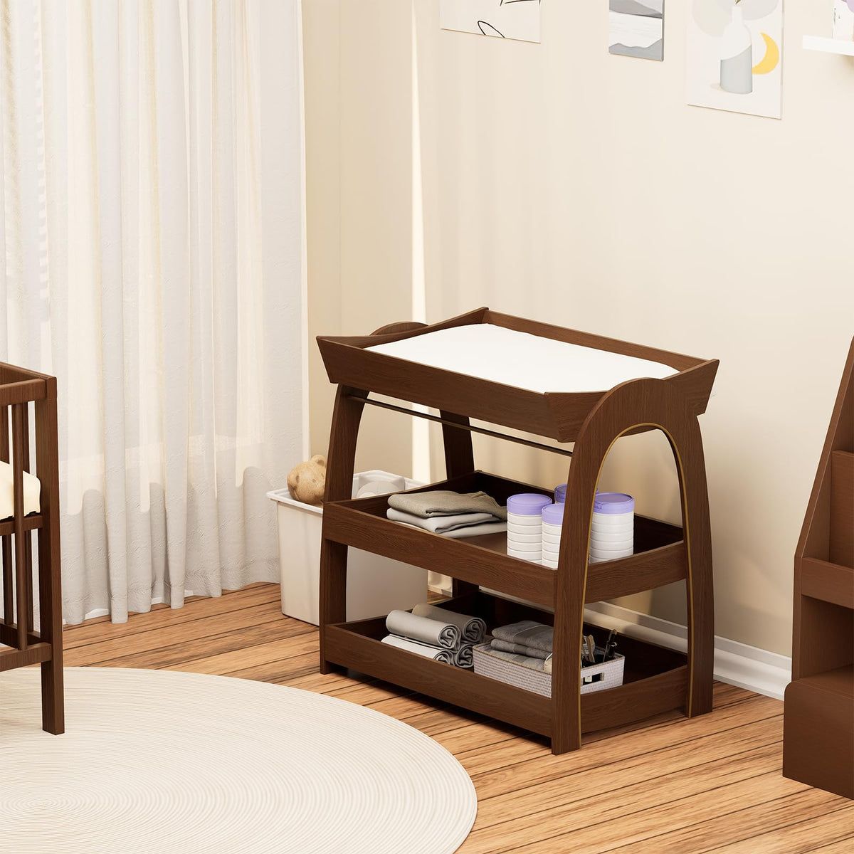 Wood 2-Tier Baby Changing Table C369985