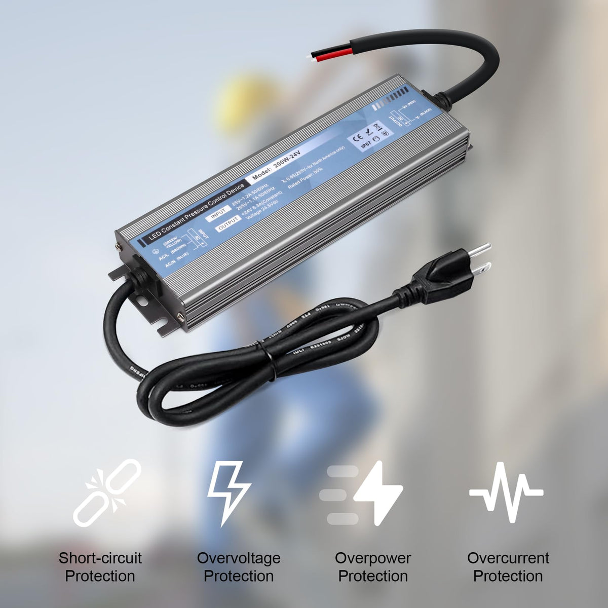 200 Watts 12V DC Waterproof IP67 LED Power Supply D258949