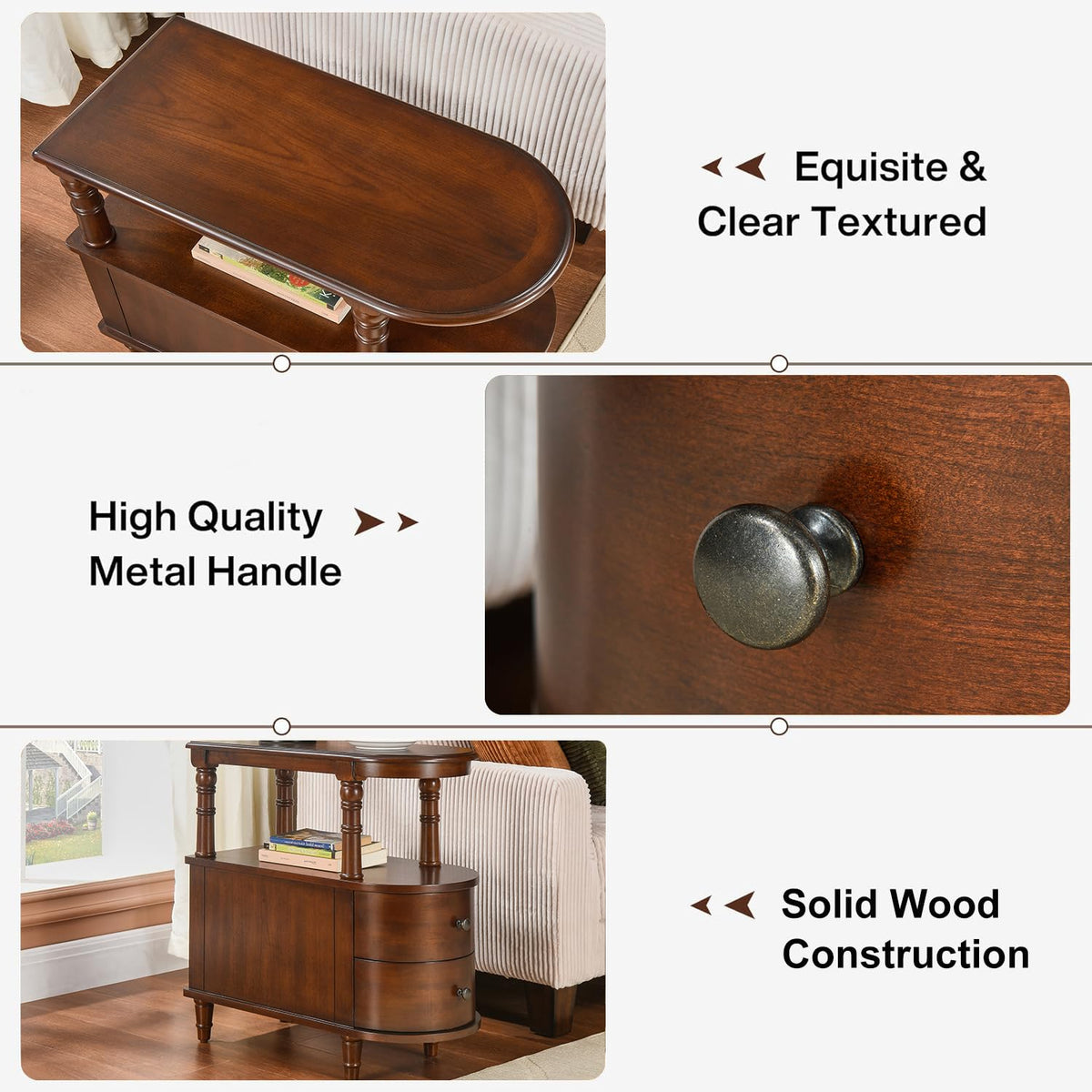Set of 2 Slim Wood End Table with 2 Drawers & Shelf P72930