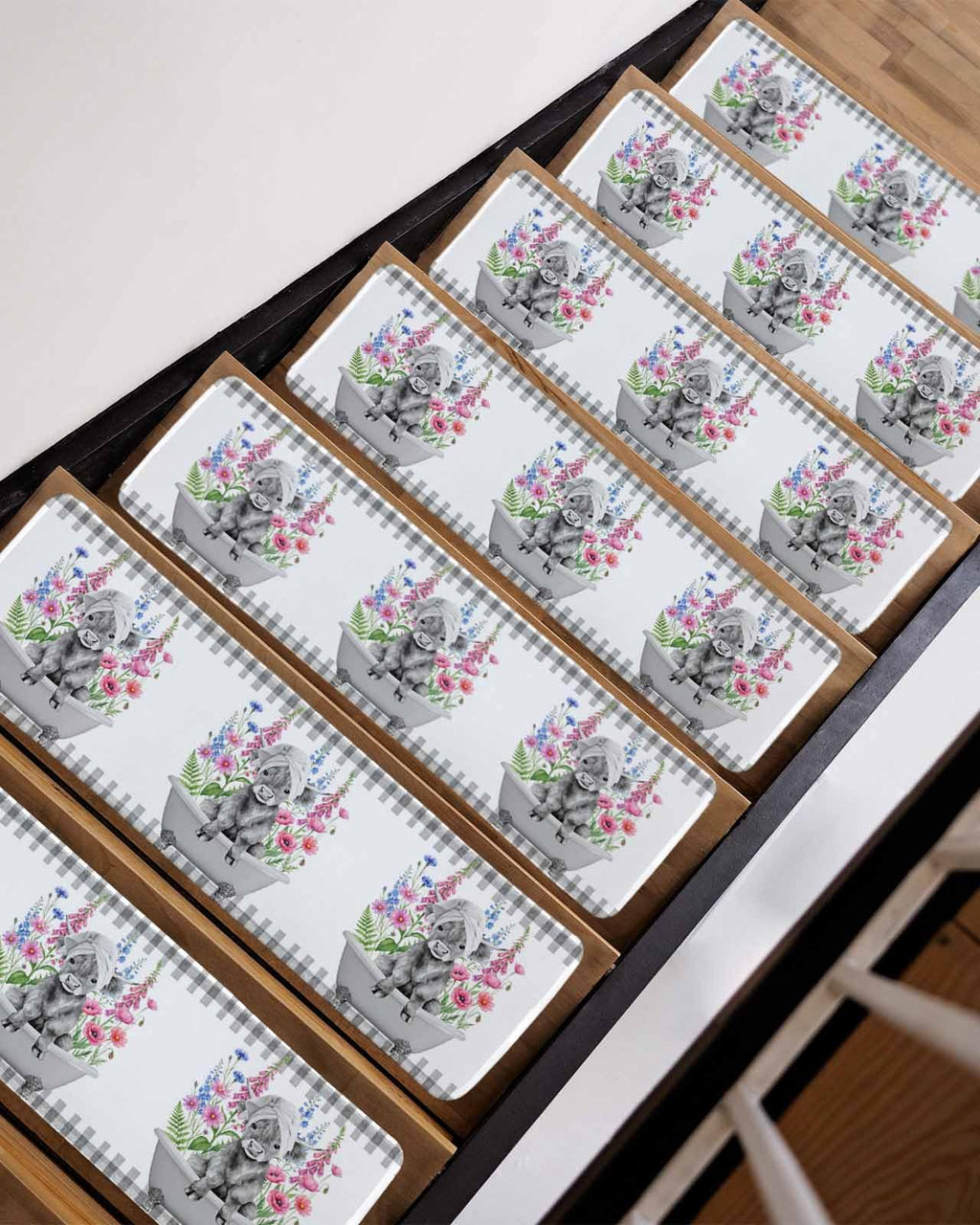 Pink Floral Non Slip Stair Treads 4 Pcs V848