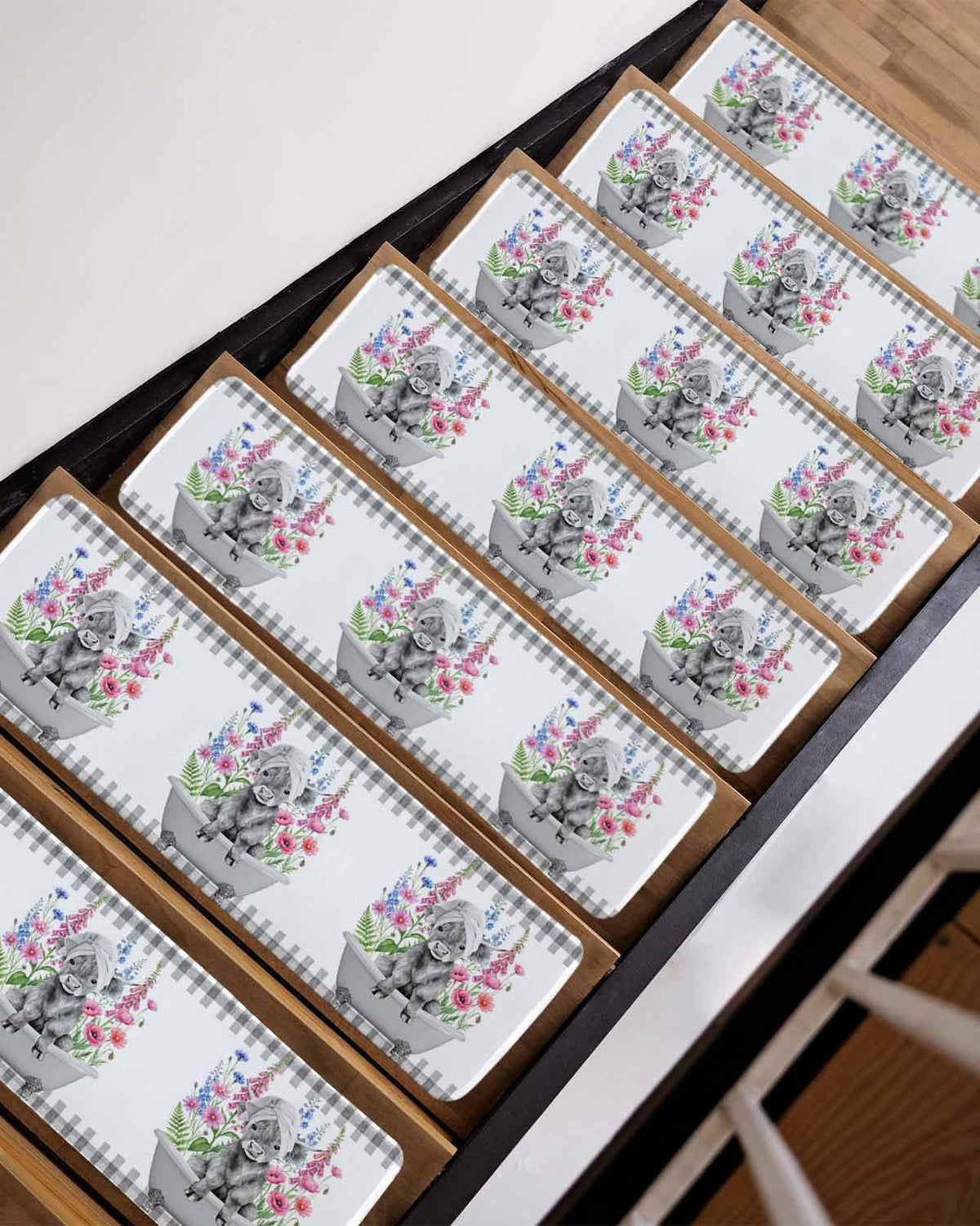 Pink Floral Non Slip Stair Treads 4 Pcs V848