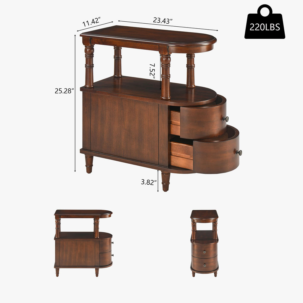 Set of 2 Slim Wood End Table with 2 Drawers & Shelf P72930